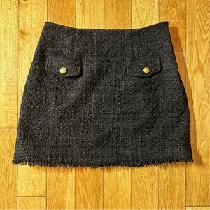 Black tweed skirt with gold hardware